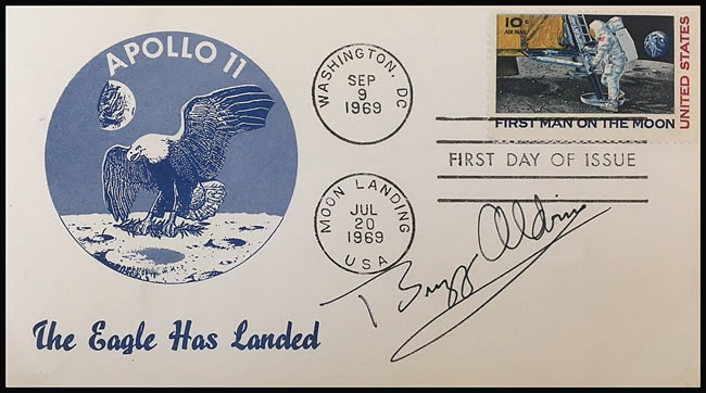 FDC Moon landing  avec signature de Buzz Aldrin