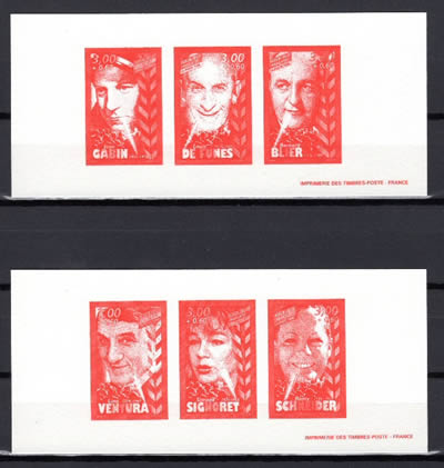 Epreuves en rouge des timbres du carnet