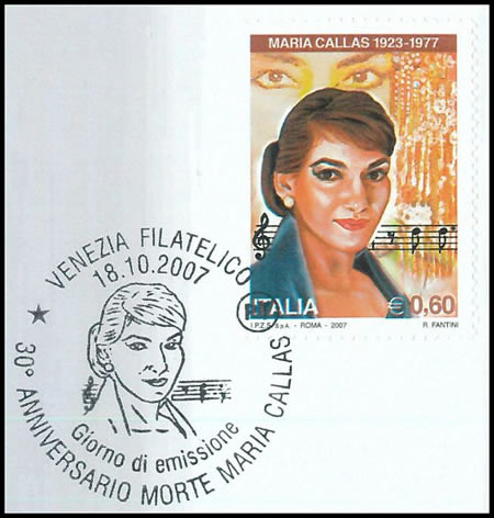 FDC timbre d'Italie consacré à Maria Callas