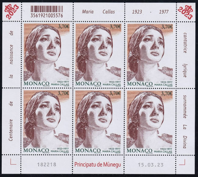 Feuillet Maria Callas de Monaco
