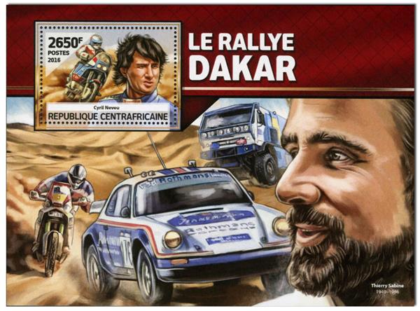 Bloc feuillet de Centrafrique sur le Paris Dakar