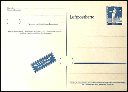 Entier carte postale par avion avec timbre du  Blocus