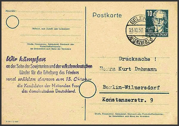 Propagande pour les élections législatives en RDA 1950