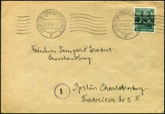 Dernier jour timbres surchargés cor de poste à Berlin