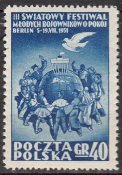 Timbre de Pologne consacré au festival de la Jeunesse de Berlin 1951