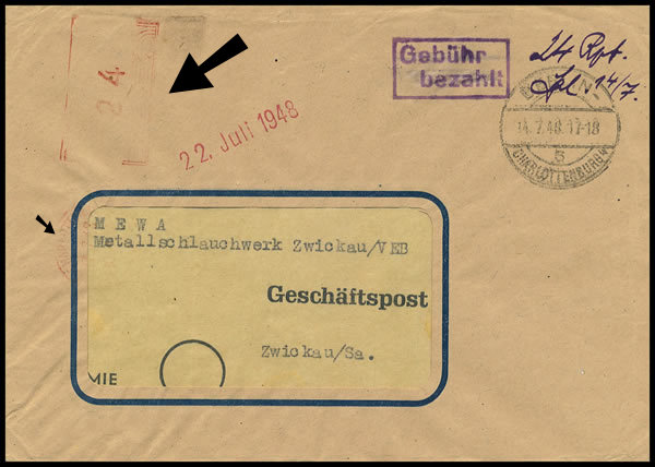 Gebürh bezahlt Berlin juillet 1948