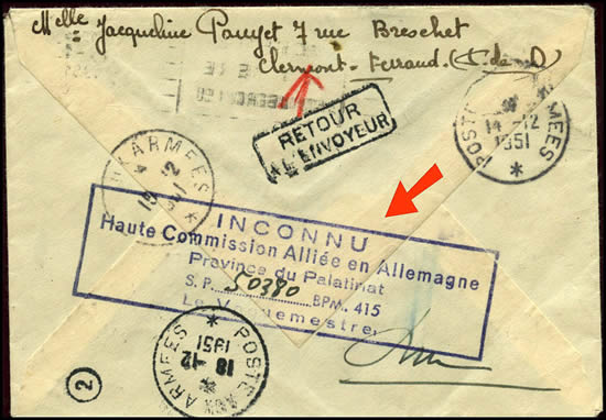 Griffe de retour de la Haute-Commission Alliée