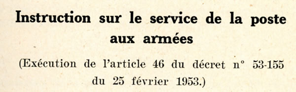 Instruction poste aux armées 1953