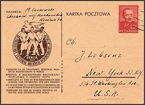 Pologne Propagande pour les jeux de Berlin 1951