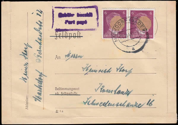 Griffe bilingue Port-payé et timbres hitler occultés