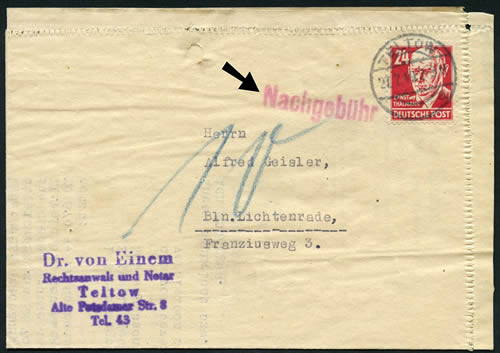 Guerre postale timbres allemagnes de l'Est refoulés
