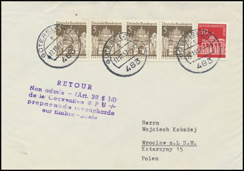 Timbres de RFA refusés en RDA ou en Pologne