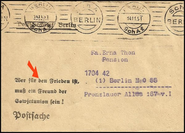 propagande sur chèque postaux pour l'amitié germano-soviétique