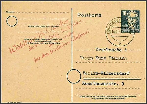 Propagande électorale RDA octobre 1950