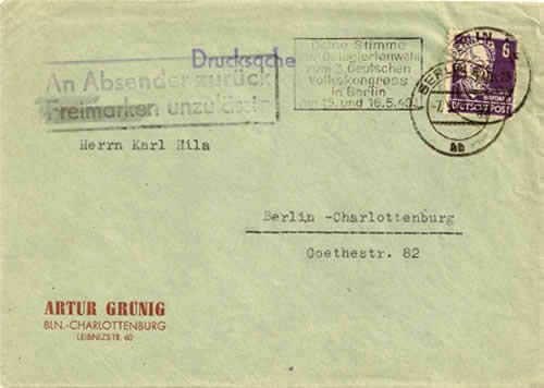 Lettre retournée à l'envoyeur pour propagande