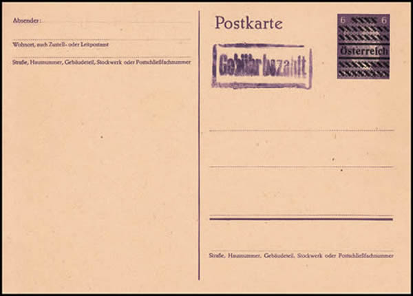 Surcharge locale de Leoben  sur entier avec  griffe de port paye