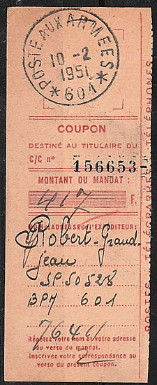 talon de mandat du BPM 601