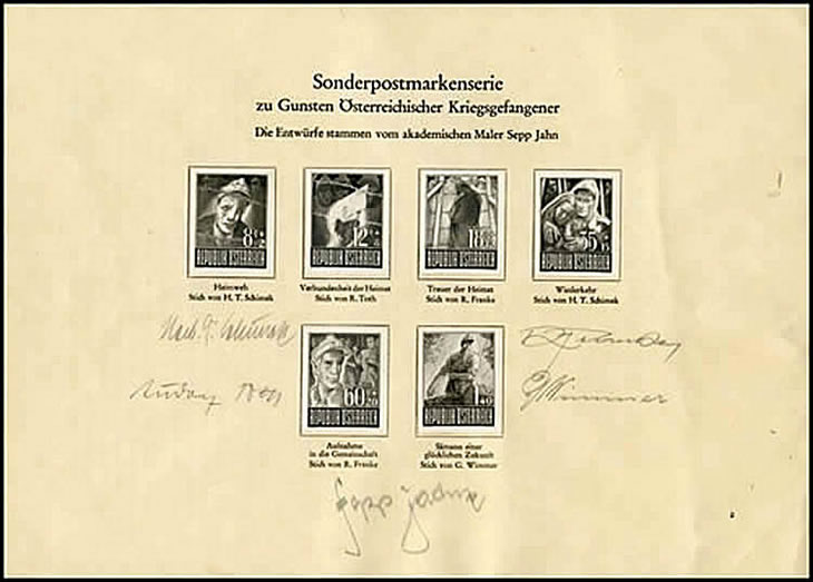 Série de timbres au profit des prisonniers impression en noir