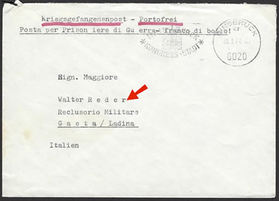 Lettre pour le criminel Walter Reder