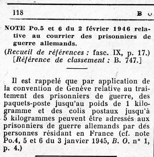 Colis pour prisonniers de guerre allemands en France