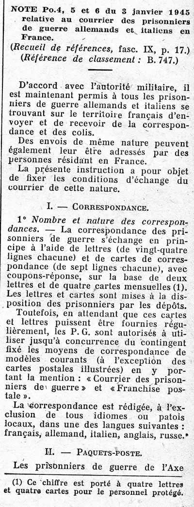 Courrier des Prisonniers de l'Axe