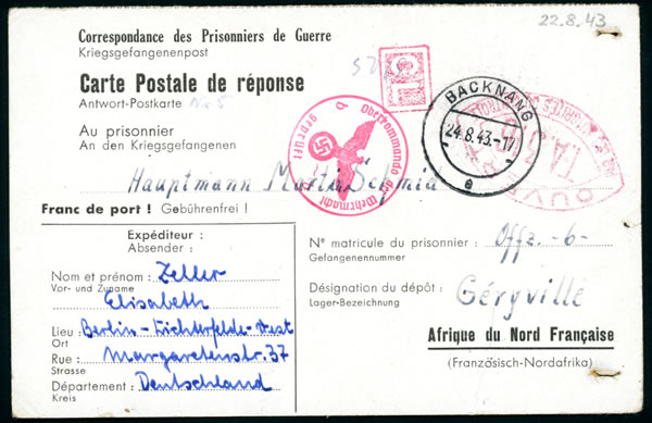 CP réponse Prisonnier Allemand pour Gerryville