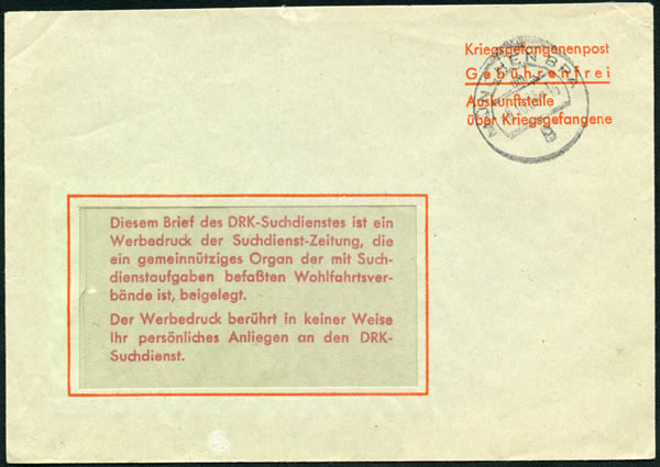 lettre du service de recherches de la Croix-rouge allemande