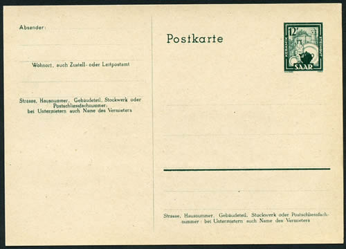 entier carte postale de Sarre P33