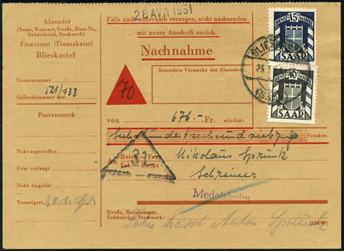 Récépissé d'un envoi contre-remboursement