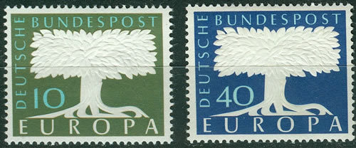Timbres Europa de RFA 1957