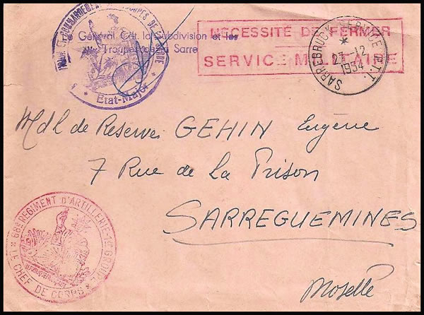 Commandement militaire en sarre 1954