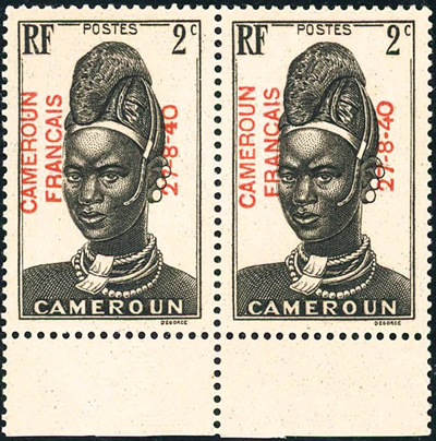 Surcharges Cameroun 27-8-40