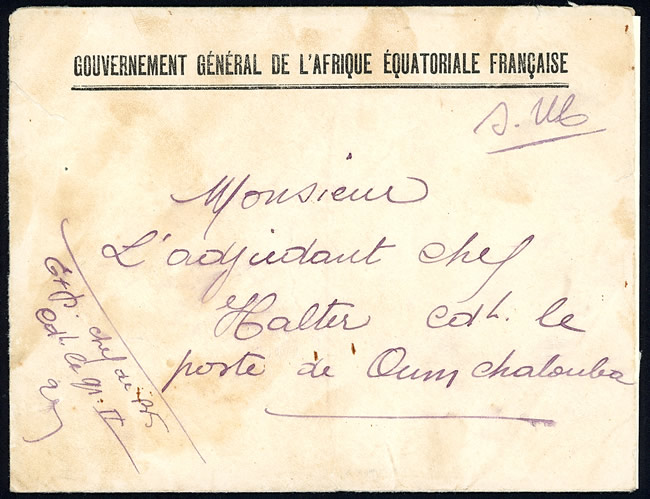 Lettre du général de Gaulle lors de sa visite au Tchad octobre 1940
