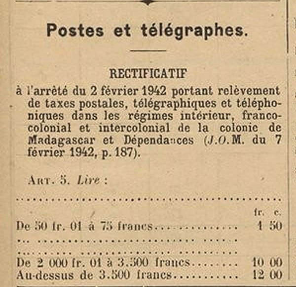 rectificatif à l'arrêté du 2/2/42