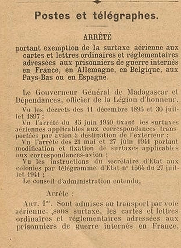 Exemption de surtaxe aérienne pour les prisonniers