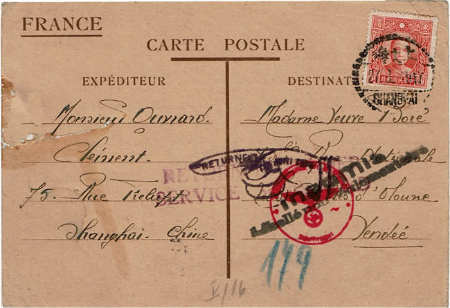 Carte interzones de Shanghai pour la zone occupée refoulée