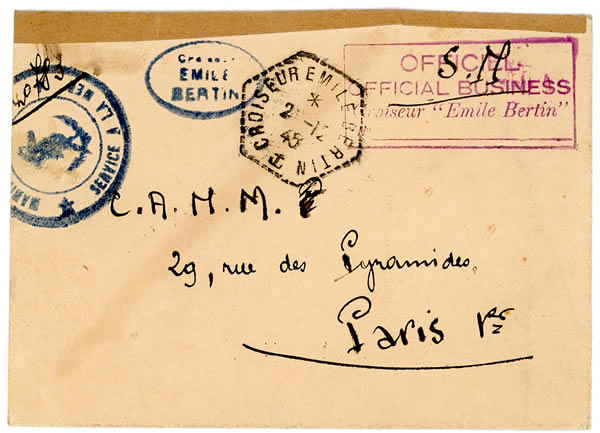 Lettre de l'Emile Bertin à Shaghai décembre 1945