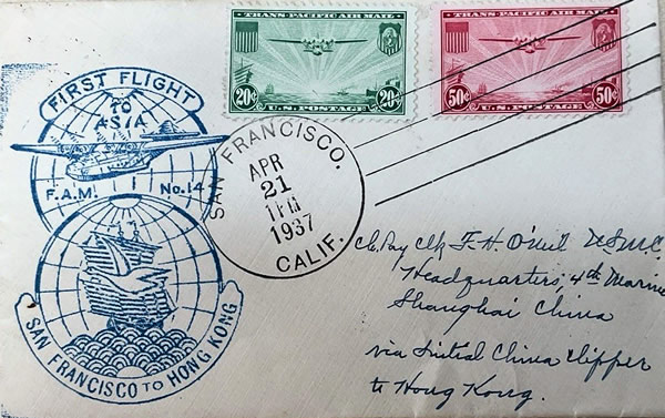 First Flight USA Hong Kong 1937