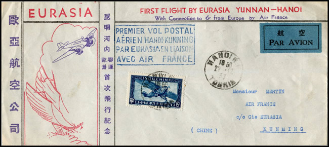1er vol Hanoi Kunming par Eurasia 22 décembre 1937
