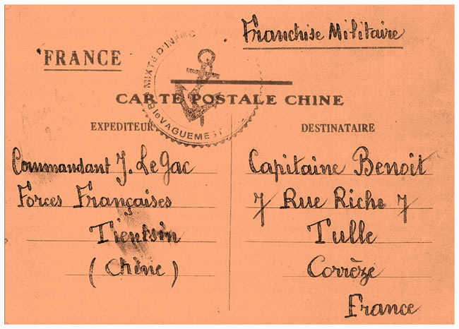 carte interzone militaire de Tientsin