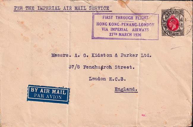 FFC Hong Kong Penang LOndres 1936