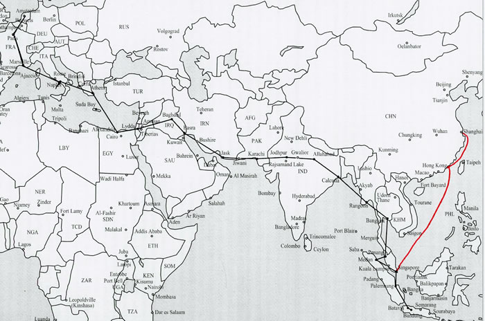 Ligne KLM 1938 vers l'Extrême-Orient