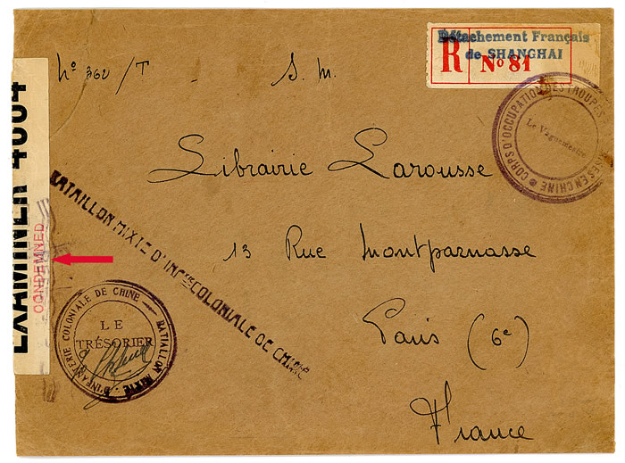 Lettre de Shaghai pour Paris sequestrée aux Bermudes