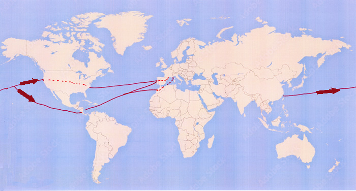 Voie maritime vers l'est