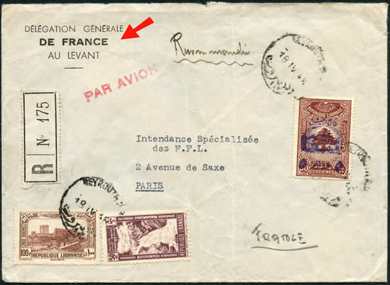 Lettre de la délégation générale au Levant 1946