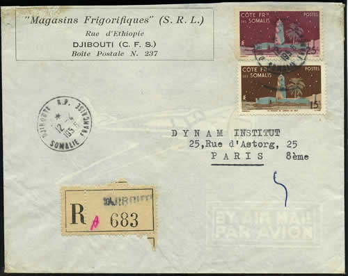 cachet SOMALIE FRANCAISE 1956