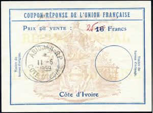 Côte d'Ivoire CRUF 25 manuscrit sur 16 Francs