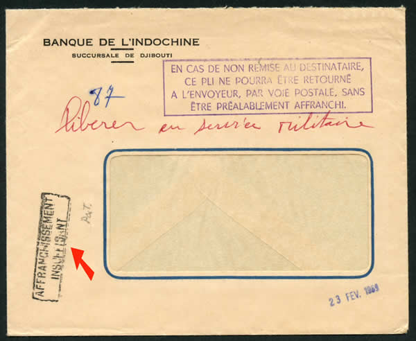 Retour d'une lettre à l'envoyeur devant être affranchie