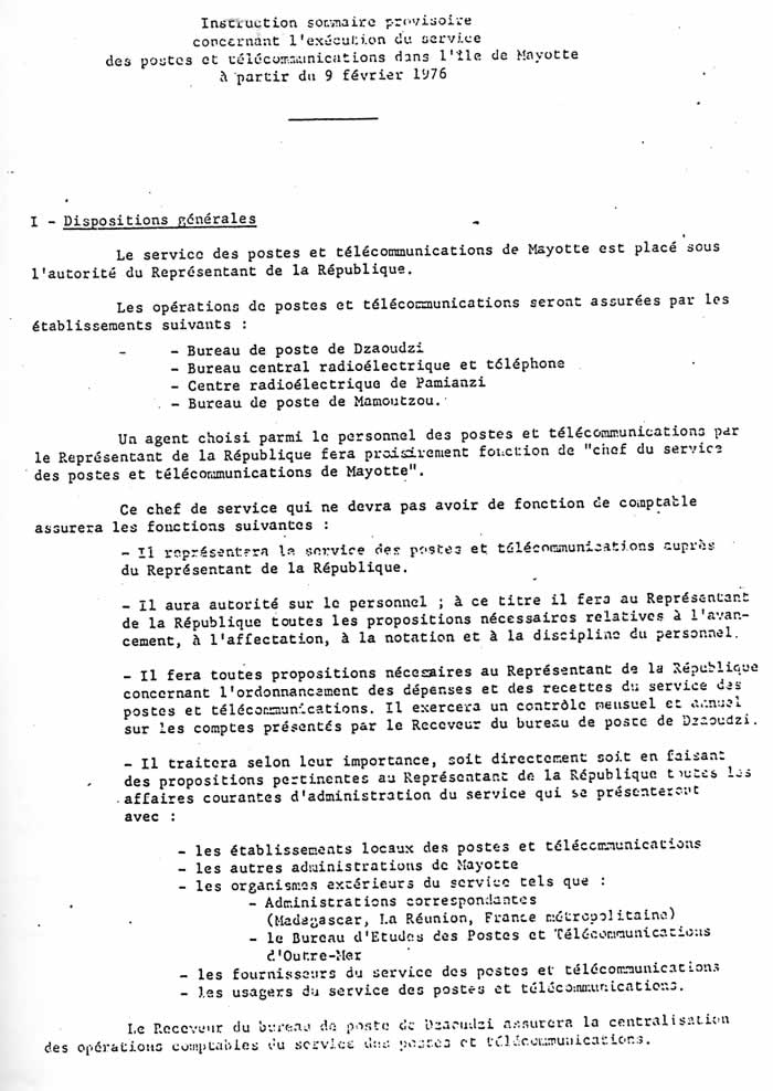 Instruction du 9/2/76