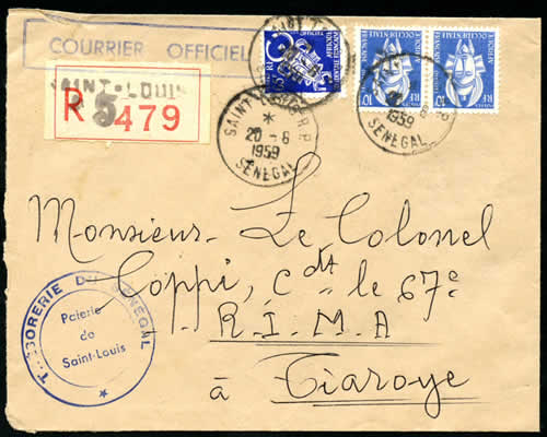 Courrier officiel timbres AOF